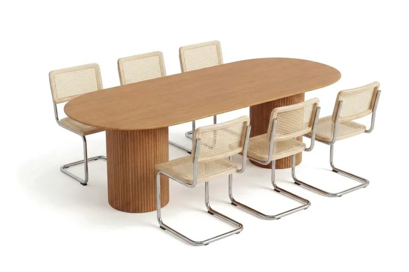 Kopparbo spisegruppe oval 220 cm eik med 8 Build spisestoler, Eik