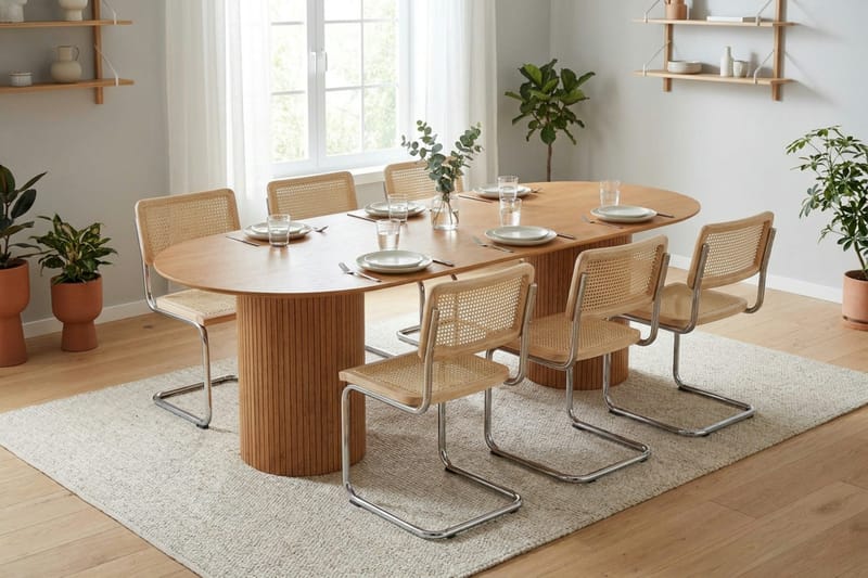 Kopparbo spisegruppe oval 220 cm eik med 8 Build spisestoler - Eik - Møbler - Bord - Spisegrupper