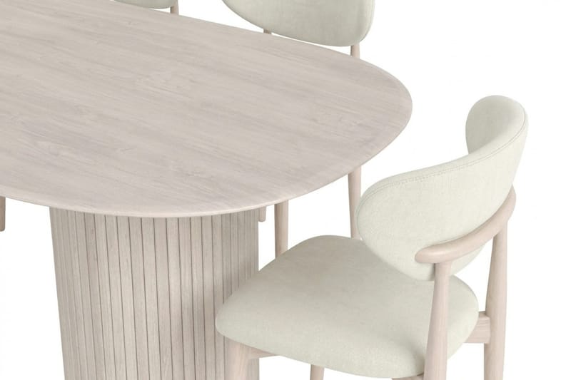 Kopparbo spisegruppe oval 220 cm hvitlasert med 6 Molly spisestoler - Hvitlasert - Møbler - Bord - Spisegrupper