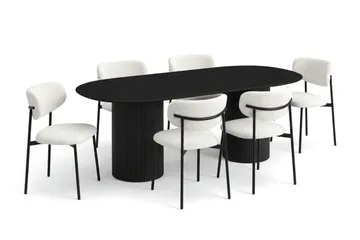 Kopparbo Spisegruppe oval 220 cm Svart med 6 Lucy Spisestoler - Svartlasert eik - Møbler - Bord - Spisegrupper