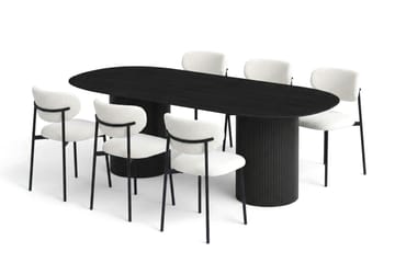 Kopparbo Spisegruppe oval 220 cm Svart med 6 Lucy Spisestoler - Svartlasert eik - Møbler - Bord - Spisegrupper