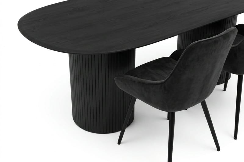 Kopparbo spisegruppe oval 220 cm svart med 8 Alsarp spisestoler - Svart - Møbler - Bord - Spisegrupper