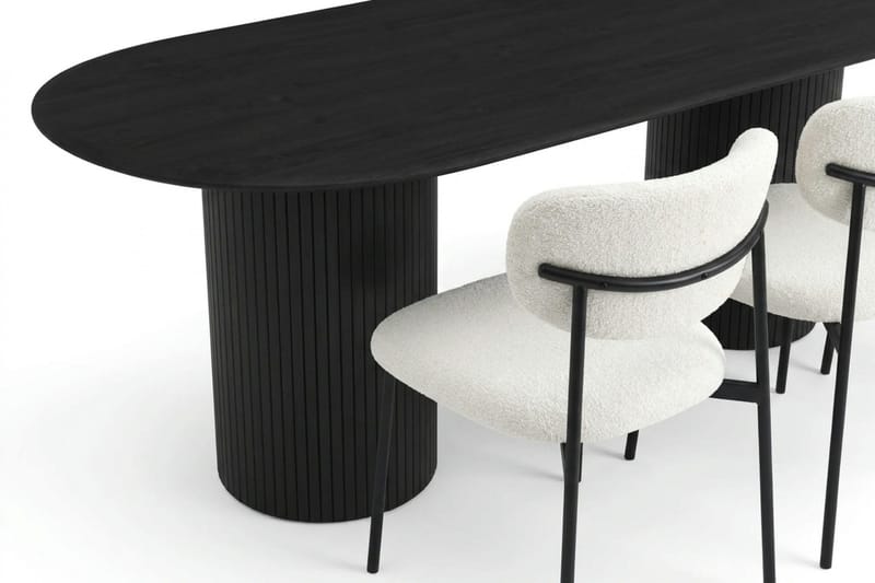 Kopparbo spisegruppe oval 220 cm svart med 8 Lucy spisestoler - Svart - Møbler - Bord - Spisegrupper