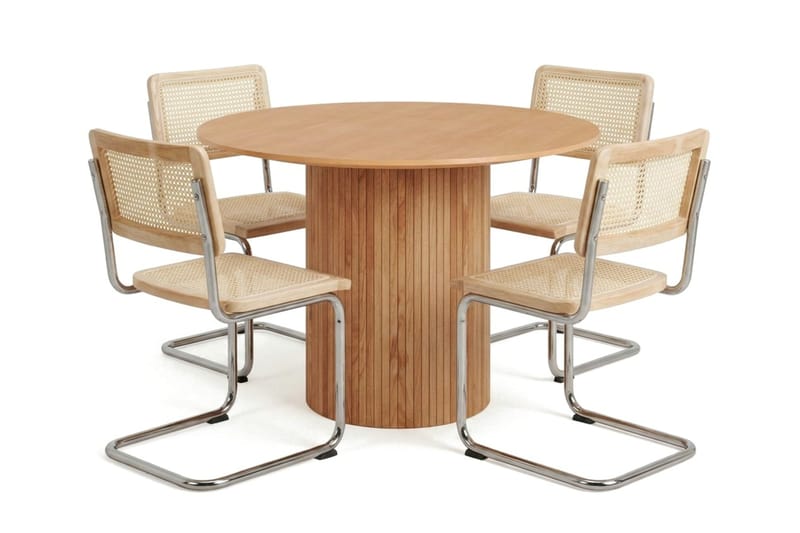 Kopparbo spisegruppe rund 110 cm eik med 4 Build spisestoler - Eik - Møbler - Bord - Spisegrupper
