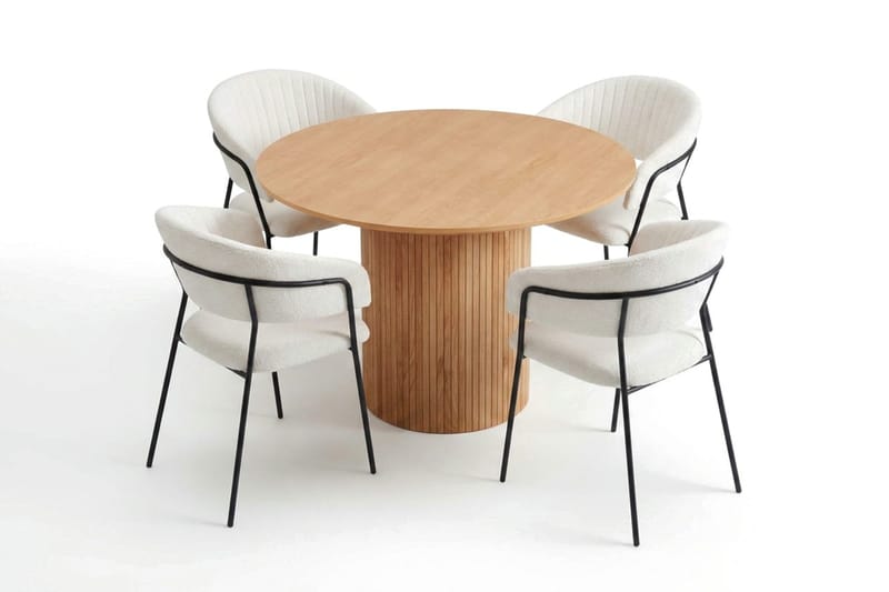 Kopparbo spisegruppe rund 110 cm eik med 4 Karol spisestoler - Eik - Møbler - Bord - Spisegrupper