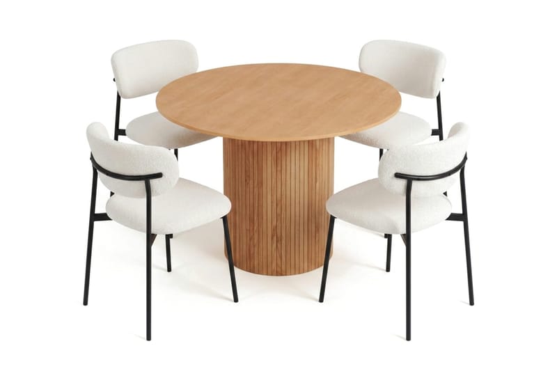 Kopparbo spisegruppe rund 110 cm eik med 4 Lucy spisestoler - Eik - Møbler - Bord - Spisegrupper