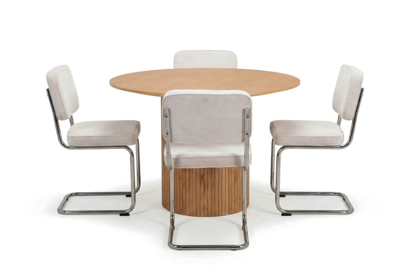 Kopparbo spisegruppe rund 110 cm eik med 4 Milva spisestoler - Eik - Møbler - Bord - Spisegrupper
