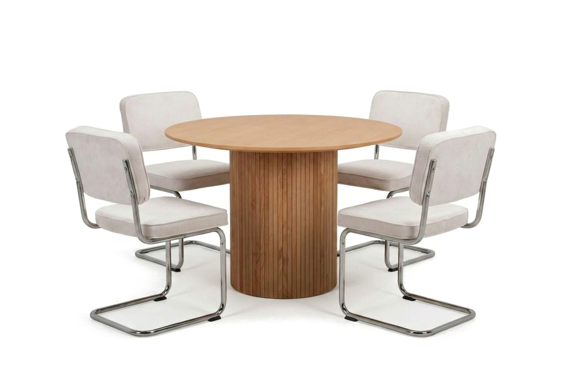 Kopparbo spisegruppe rund 110 cm eik med 4 Milva spisestoler - Eik