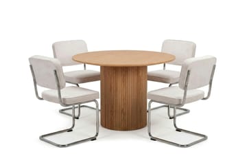Kopparbo spisegruppe rund 110 cm eik med 4 Milva spisestoler - Eik - Møbler - Bord - Spisegrupper
