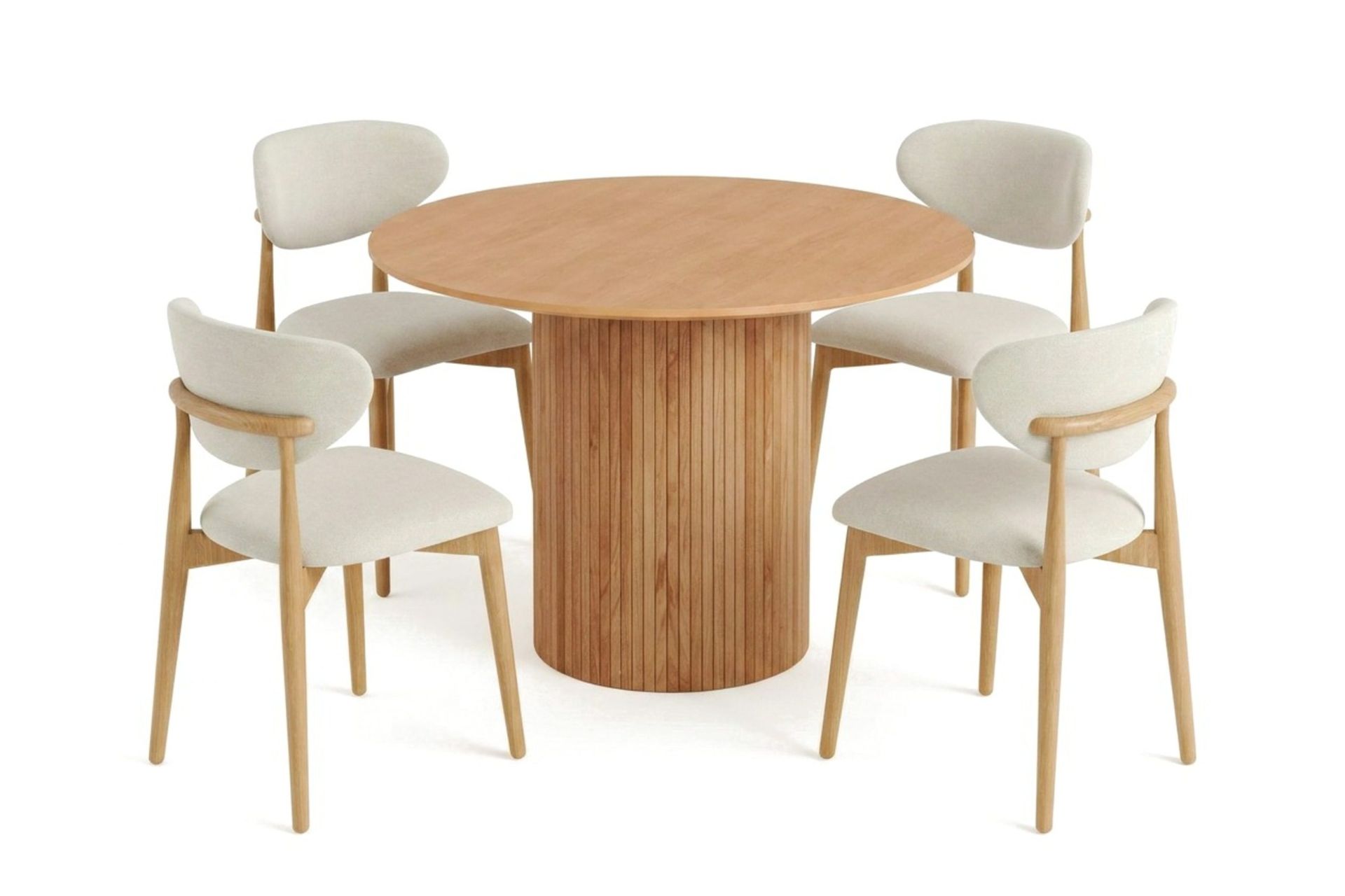 Kopparbo spisegruppe rund 110 cm eik med 4 Molly spisestoler - Eik
