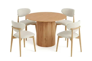 Kopparbo spisegruppe rund 110 cm eik med 4 Molly spisestoler