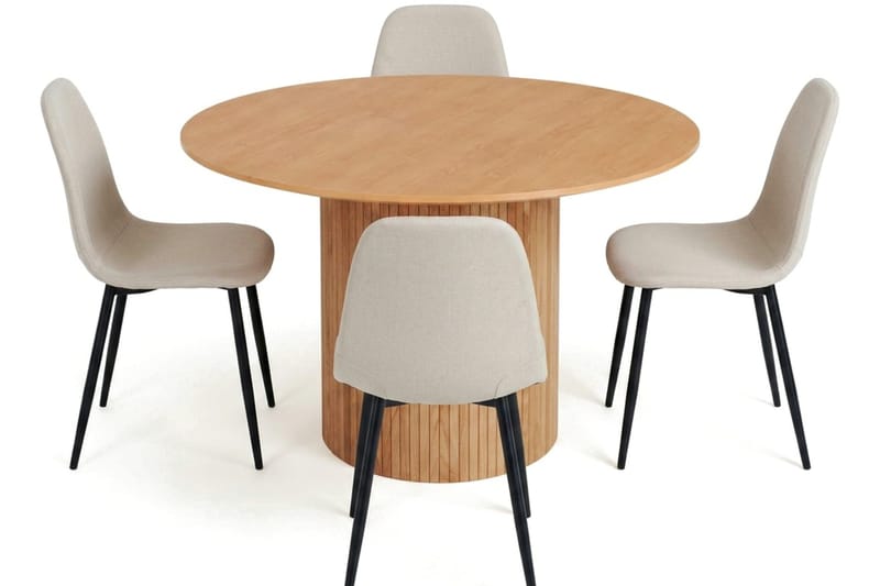 Kopparbo spisegruppe rund 110 cm eik med 4 Nibe spisestoler - Eik - Møbler - Bord - Spisegrupper