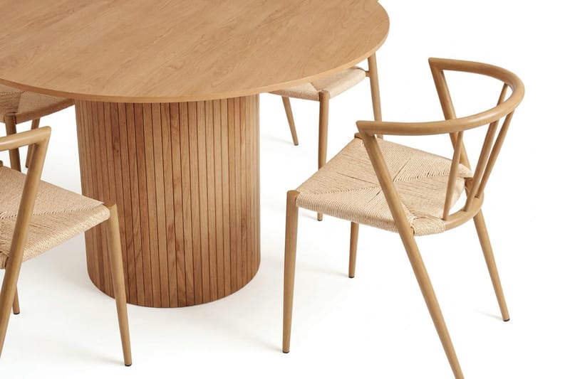 Kopparbo spisegruppe rund 110 cm eik med 4 Winston spisestoler - Eik - Møbler - Bord - Spisegrupper