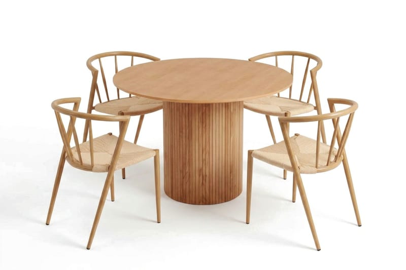 Kopparbo spisegruppe rund 110 cm eik med 4 Winston spisestoler - Eik - Møbler - Bord - Spisegrupper
