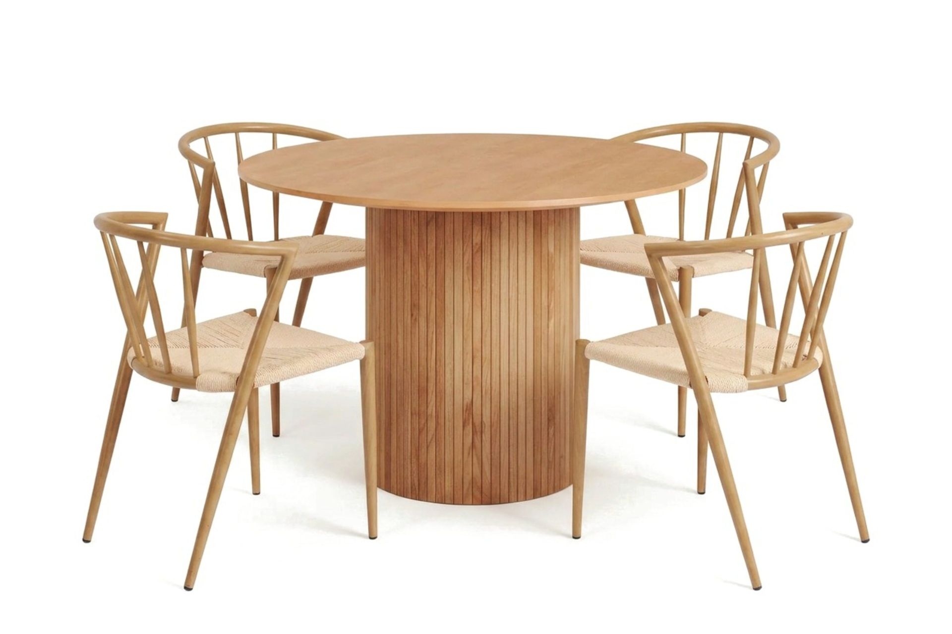Kopparbo spisegruppe rund 110 cm eik med 4 Winston spisestoler - Eik
