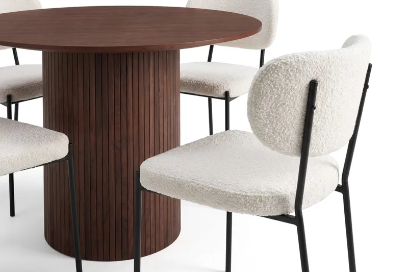 Kopparbo spisegruppe rund 110 cm med 4 Gemmiano spisestoler - Valnøtt - Møbler - Bord - Spisegrupper