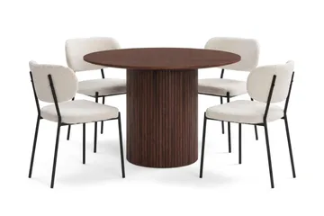 Kopparbo spisegruppe rund 110 cm med 4 Gemmiano spisestoler - Valnøtt - Møbler - Bord - Spisegrupper