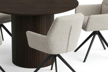 Kopparbo Spisegruppe rund 110 cm Røkt Eik med 4 Torsby Spisestoler - Røkt eik - Møbler - Bord - Spisegrupper