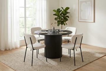 Kopparbo spisegruppe rund 110 cm svart med 4 Gemmiano spisestoler - Svart - Møbler - Bord - Spisegrupper