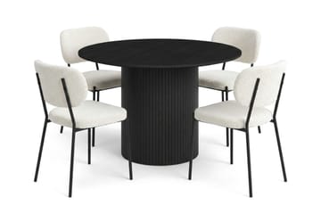 Kopparbo spisegruppe rund 110 cm svart med 4 Gemmiano spisestoler - Svartbeiset eik - Møbler - Bord - Spisegrupper