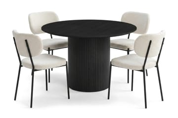 Kopparbo spisegruppe rund 110 cm svart med 4 Gemmiano spisestoler - Svartbeiset eik - Møbler - Bord - Spisegrupper