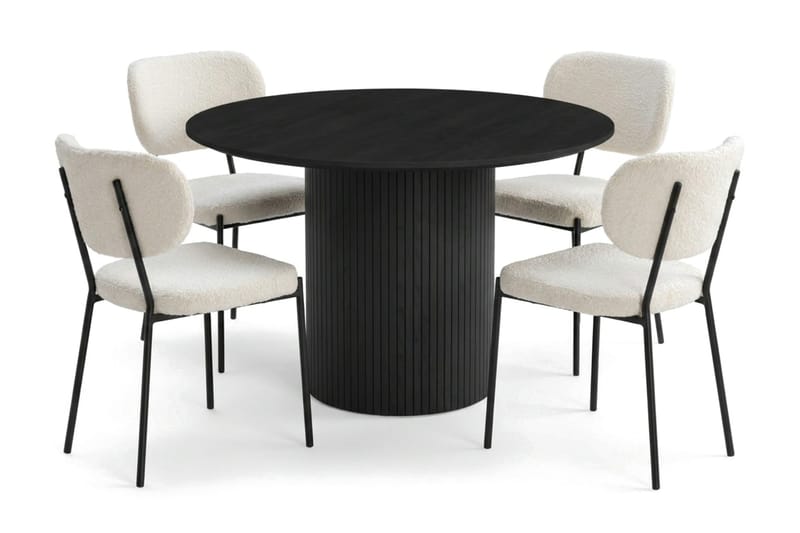Kopparbo spisegruppe rund 110 cm svart med 4 Gemmiano spisestoler - Svartbeiset eik - Møbler - Bord - Spisegrupper