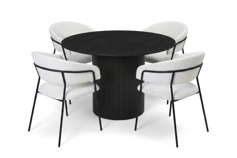 Kopparbo spisegruppe rund 110 cm svart med 4 Karol spisestoler - Svart - Møbler - Bord - Spisegrupper