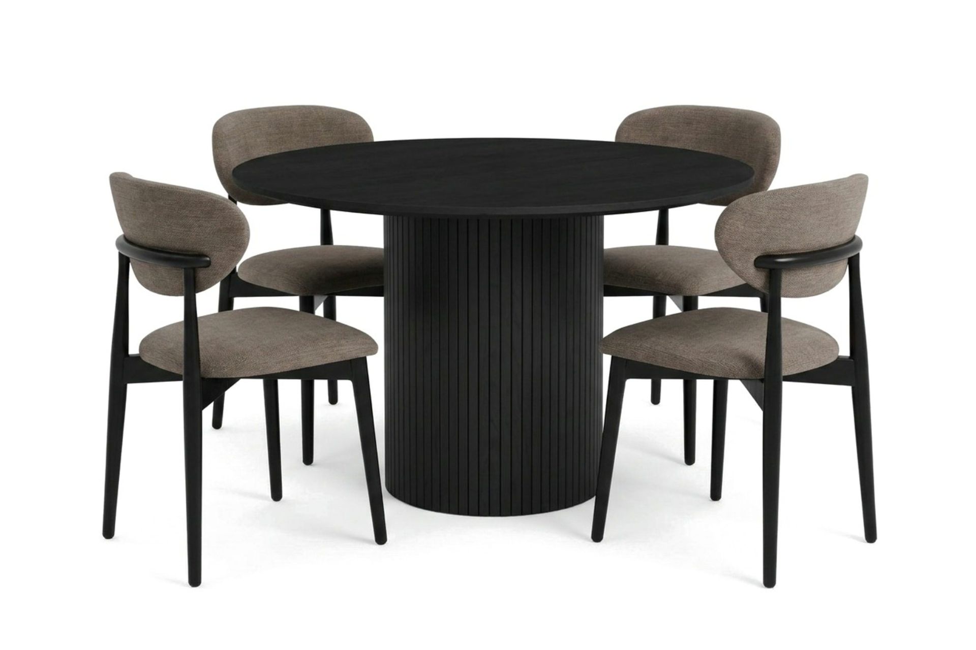 Kopparbo spisegruppe rund 110 cm svart med 4 Molly spisestoler - Svart