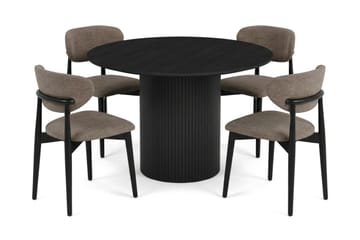 Kopparbo spisegruppe rund 110 cm svart med 4 Molly spisestoler - Svart - Møbler - Bord - Spisegrupper