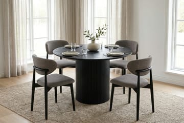 Kopparbo spisegruppe rund 110 cm svart med 4 Molly spisestoler - Svartbeiset eik - Møbler - Bord - Spisegrupper