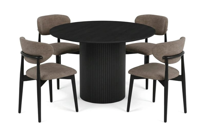 Kopparbo spisegruppe rund 110 cm svart med 4 Molly spisestoler - Svartbeiset eik - Møbler - Bord - Spisegrupper