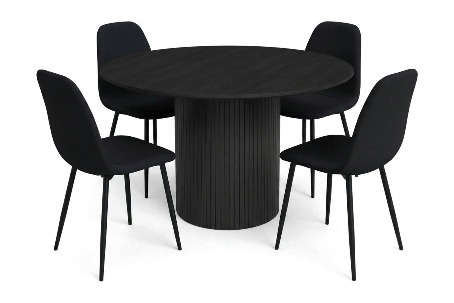 Kopparbo spisegruppe rund 110 cm svart med 4 Nibe spisestoler - Svart