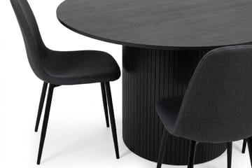 Kopparbo spisegruppe rund 110 cm svart med 4 Nibe spisestoler - Svartbeiset eik - Møbler - Bord - Spisegrupper