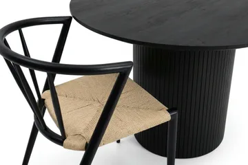 Kopparbo spisegruppe rund 110 cm svart med 4 Winston spisestoler - Svartbeiset eik - Møbler - Bord - Spisegrupper