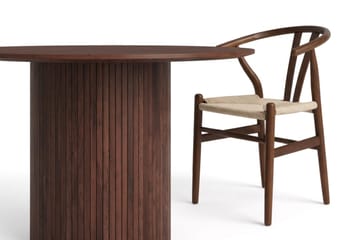 Kopparbo Spisegruppe rund 110 cm Valnøtt med 4 Dastoori Spisestoler - Valnøtt - Møbler - Bord - Spisegrupper
