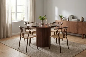 Kopparbo Spisegruppe rund 110 cm Valnøtt med 4 Elysia Spisestoler - Valnøtt - Møbler - Bord - Spisegrupper