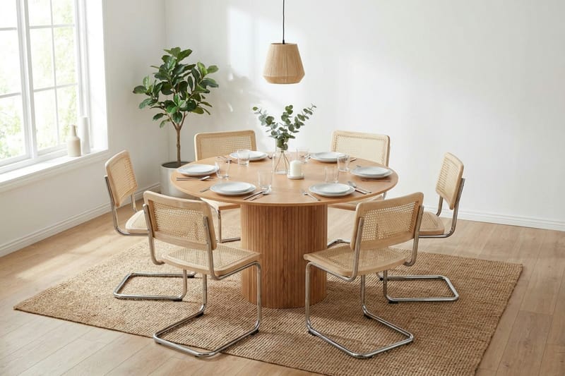 Kopparbo spisegruppe rund 130 cm eik med 6 Build spisestoler - Eik - Møbler - Bord - Spisegrupper