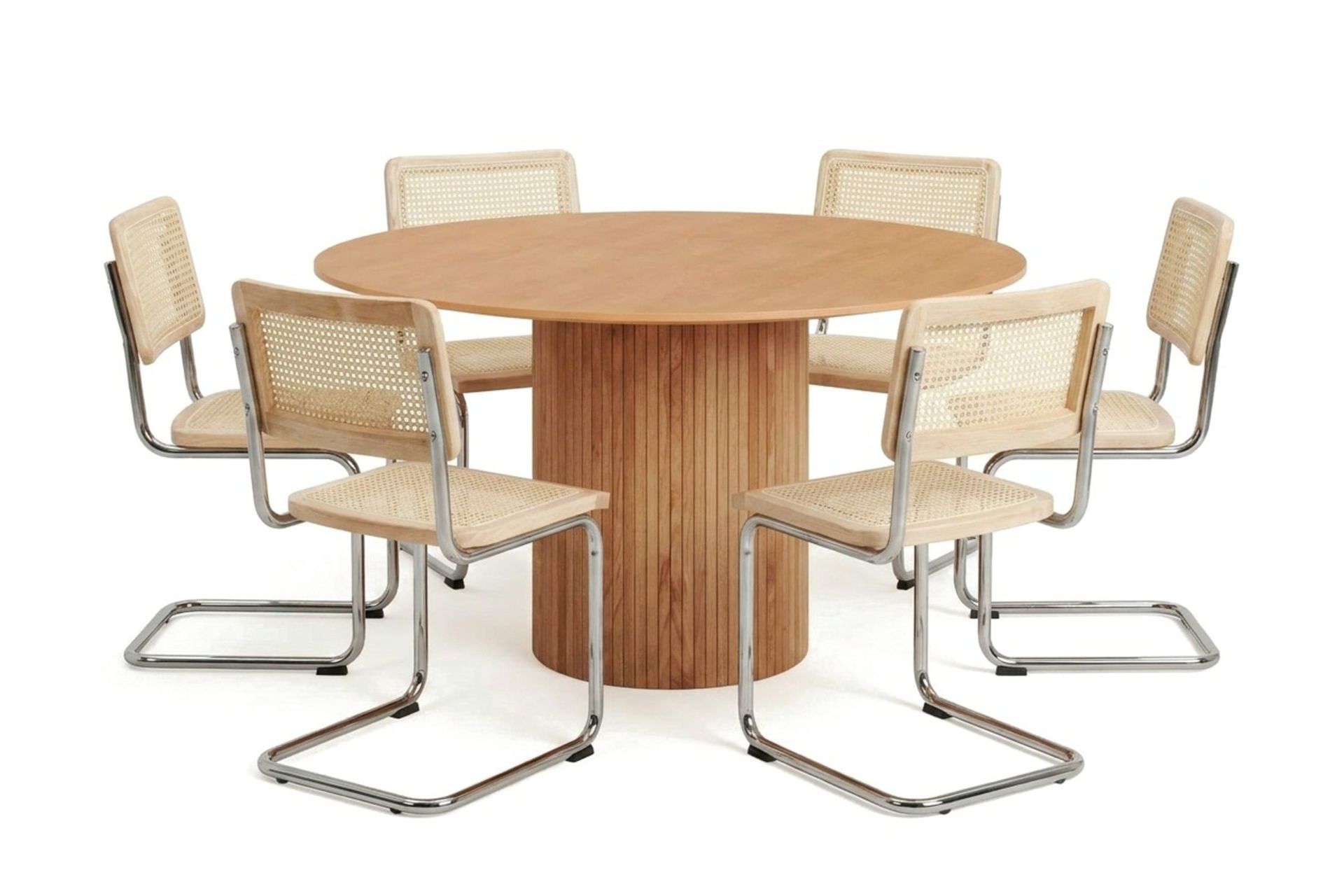 Kopparbo spisegruppe rund 130 cm eik med 6 Build spisestoler - Eik