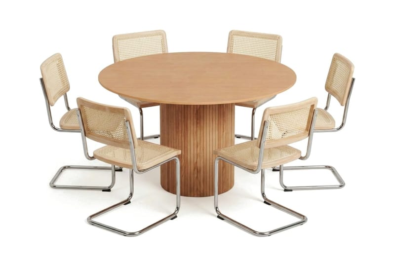 Kopparbo spisegruppe rund 130 cm eik med 6 Build spisestoler - Eik - Møbler - Bord - Spisegrupper