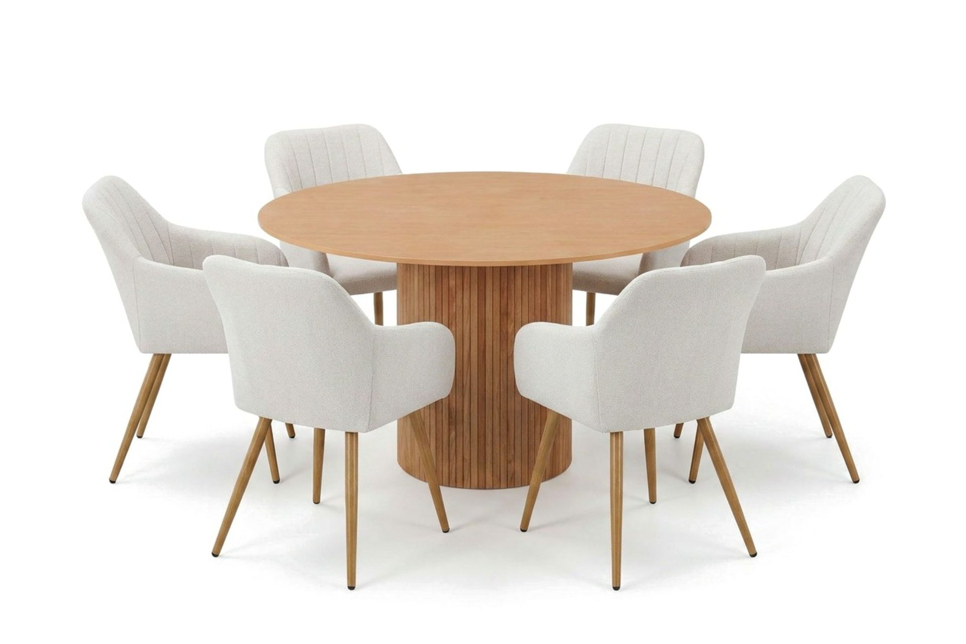 Kopparbo spisegruppe rund 130 cm eik med 6 Filippa spisestoler - Eik
