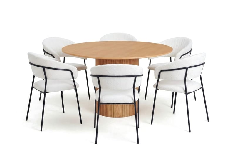 Kopparbo spisegruppe rund 130 cm eik med 6 Karol spisestoler - Eik - Møbler - Bord - Spisegrupper