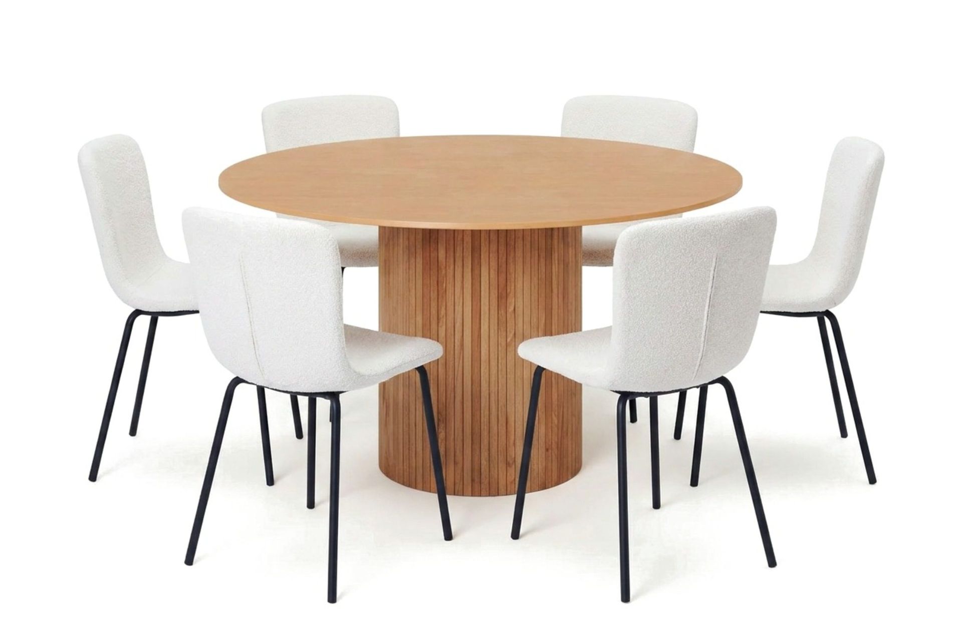 Kopparbo spisegruppe rund 130 cm eik med 6 Katy spisestoler - Eik