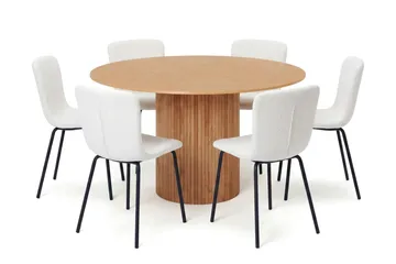 Kopparbo spisegruppe rund 130 cm eik med 6 Katy spisestoler - Eik - Møbler - Bord - Spisegrupper