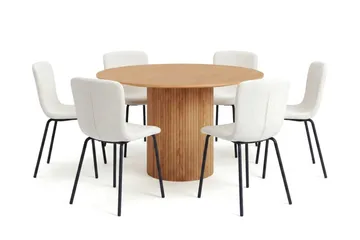 Kopparbo spisegruppe rund 130 cm eik med 6 Katy spisestoler - Eik - Møbler - Bord - Spisegrupper