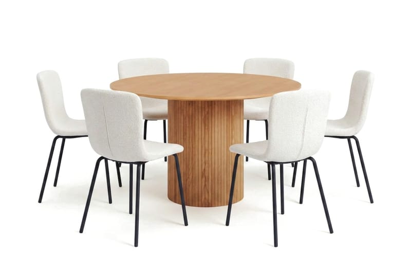 Kopparbo spisegruppe rund 130 cm eik med 6 Katy spisestoler - Eik - Møbler - Bord - Spisegrupper