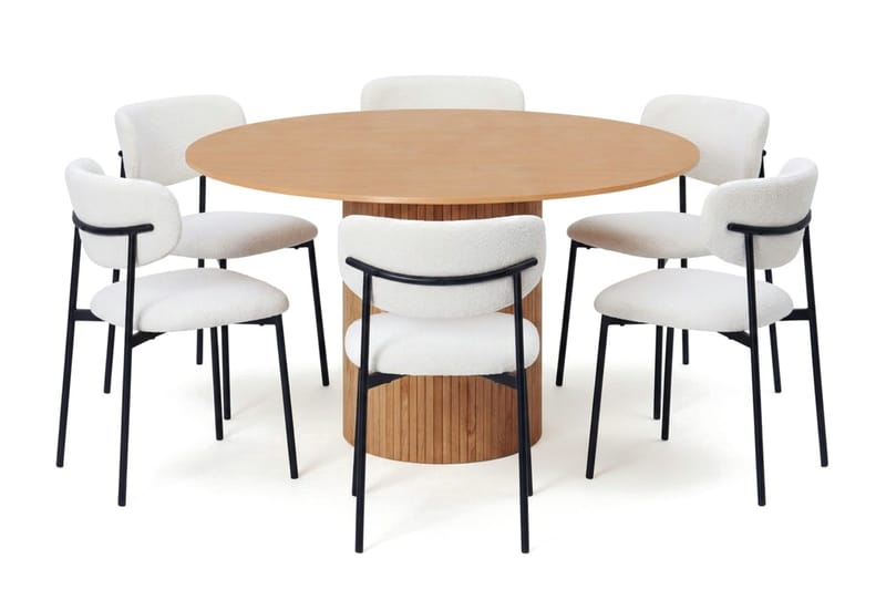 Kopparbo spisegruppe rund 130 cm eik med 6 Lucy spisestoler - Eik - Møbler - Bord - Spisegrupper