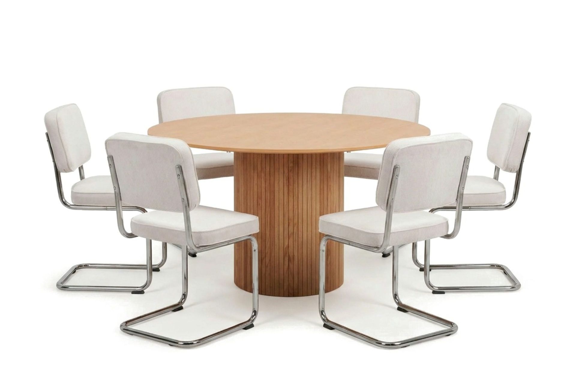 Kopparbo spisegruppe rund 130 cm eik med 6 Milva spisestoler - Eik