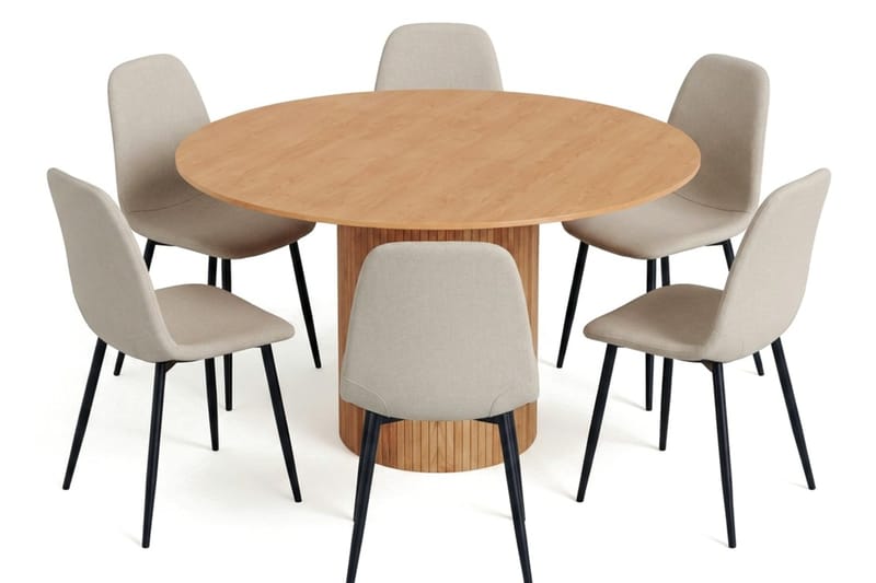 Kopparbo spisegruppe rund 130 cm eik med 6 Nibe spisestoler - Eik - Møbler - Bord - Spisegrupper