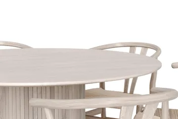 Kopparbo spisegruppe rund 130 cm hvitlasert med 6 Dastoori-spisestoler - Hvitbeiset eik - Møbler - Bord - Spisegrupper