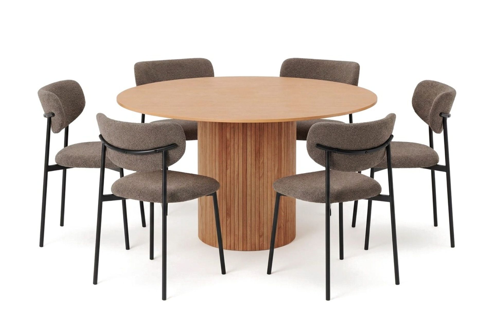 Kopparbo Spisegruppe rund 130 cm med 6 Lucy Spisestoler - Eik